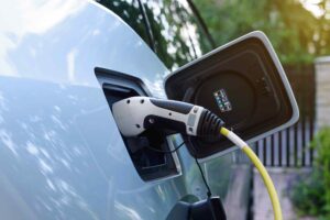 An Electric Charger Plugged Into a Vehicle